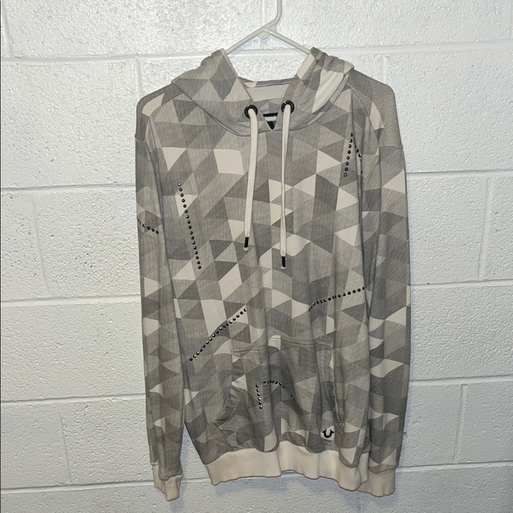 Geometric Gray and White Hoodie